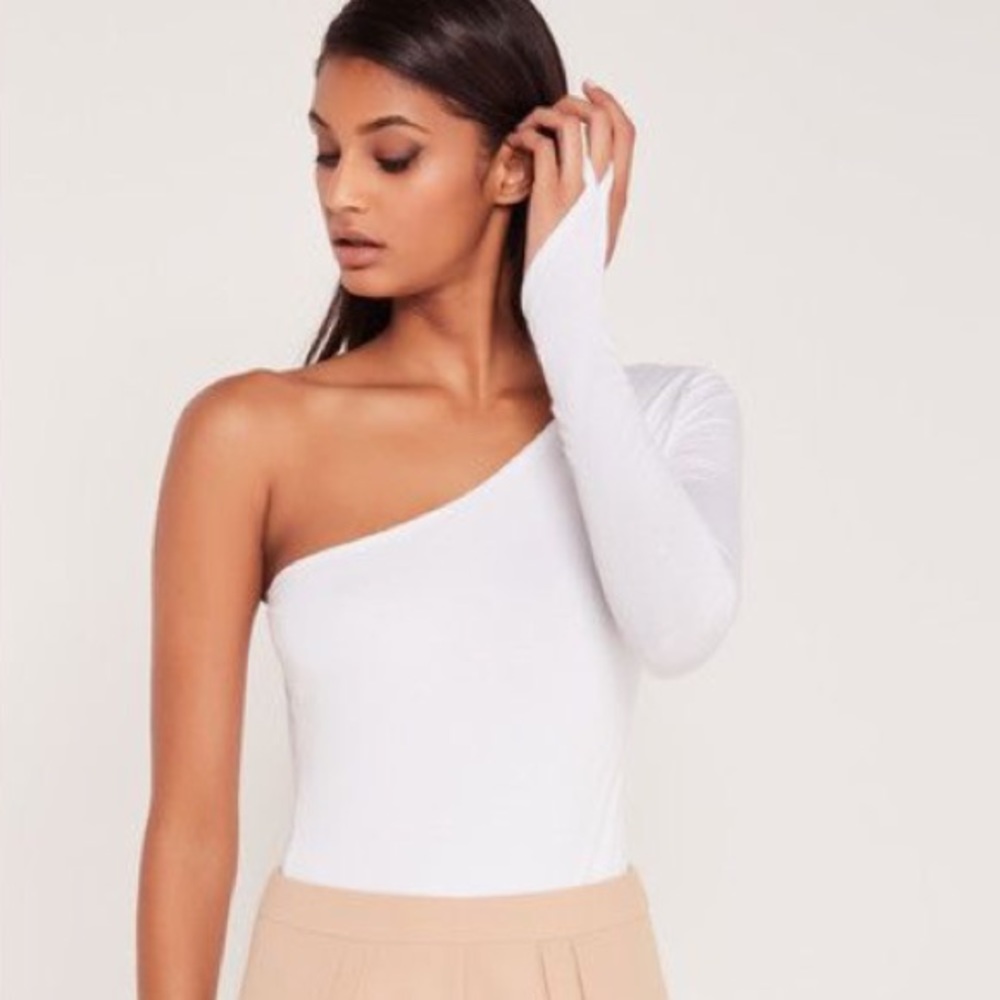 Carli Bybel one shoulder bodysuit